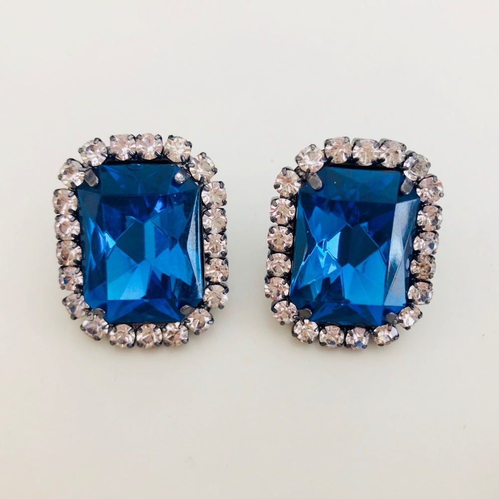 Electric Blue Gem Earrings